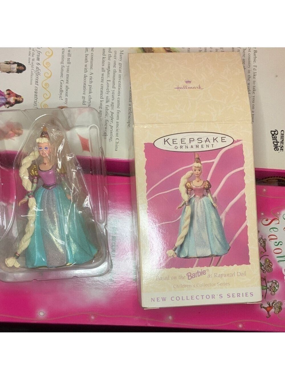 Vintage 1997 Hallmark Rapunzel Barbie NIB ornament